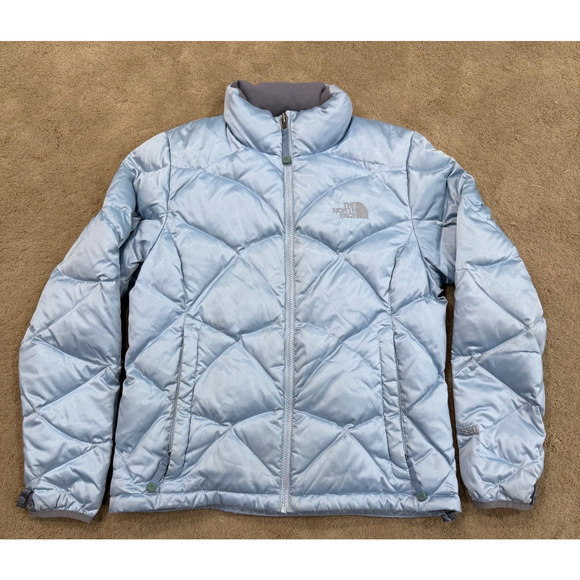 The North Face Alis Jacket Puffer 550 Down Womens Ice Blue Sheen Size Medium - Picture 1 of 12